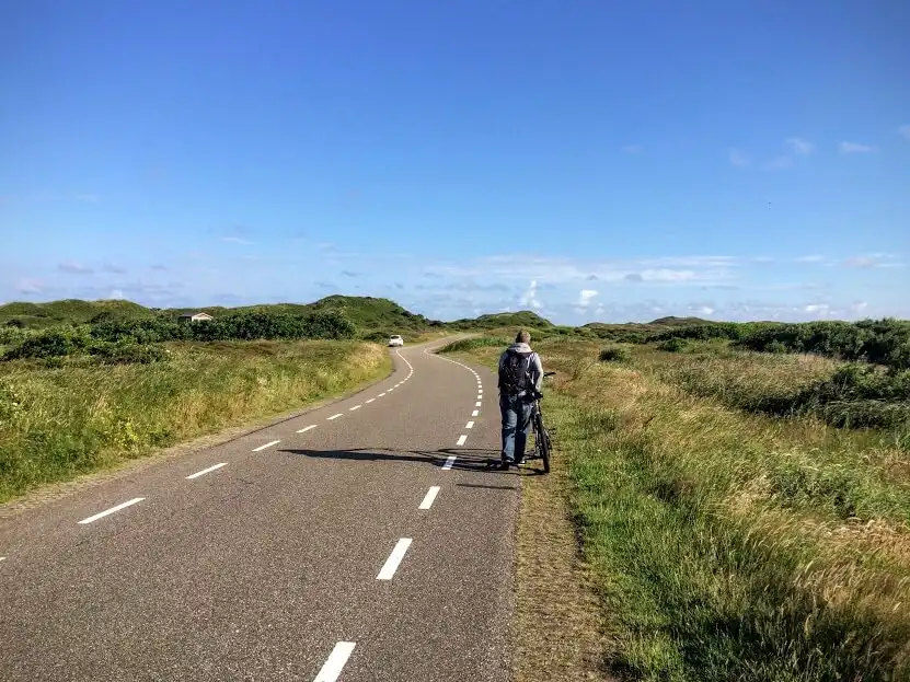 Riding a bicycle at Texel Island