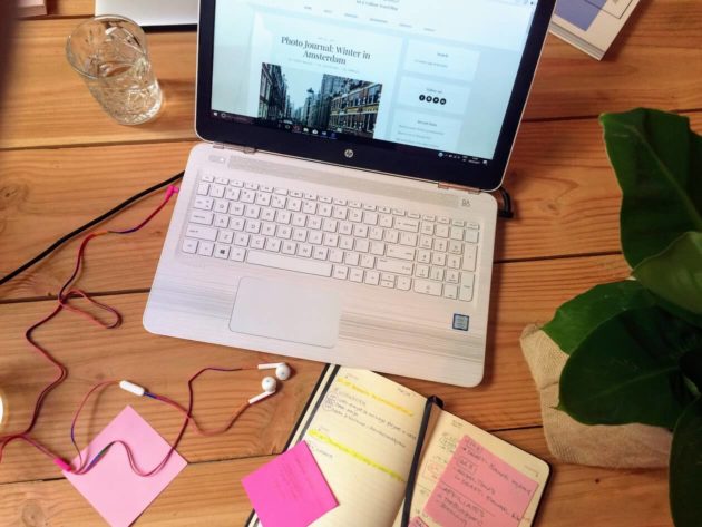 Laptop and accessories on the desk