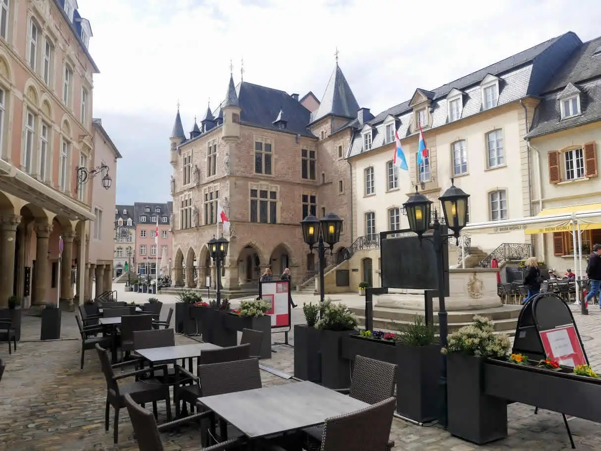 Old square in city in Luxembourg