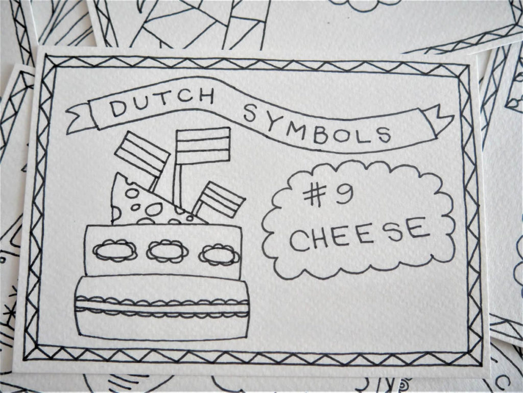 Coloring postcards Dutch symbols