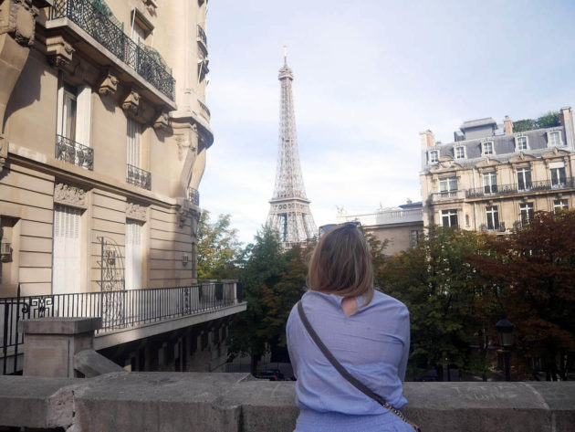 Tea looking at the Eiffel tower in Paris