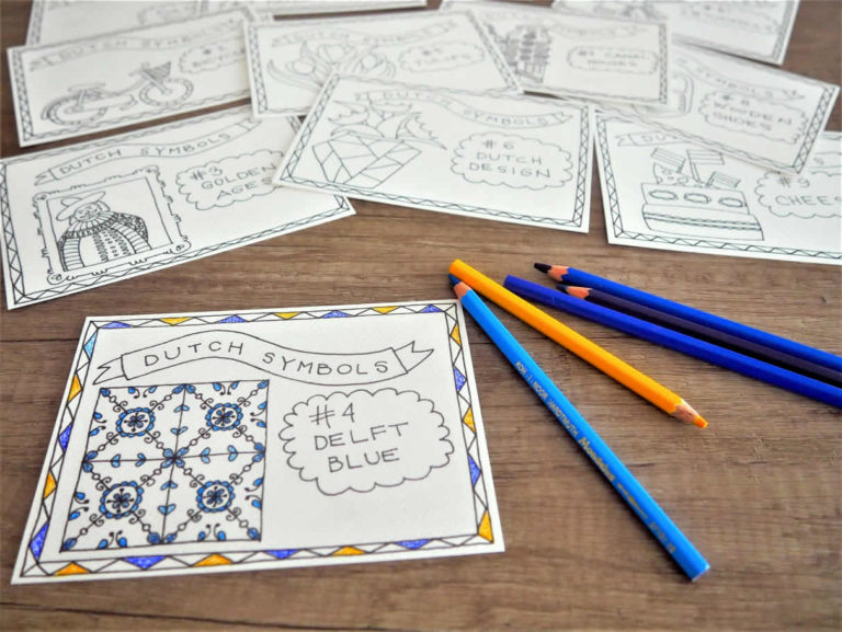 Colouring Postcards 'Dutch Symbols' - Culture tourist