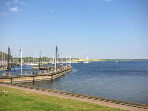Harbor in front of Viking ship museum in Roskilde