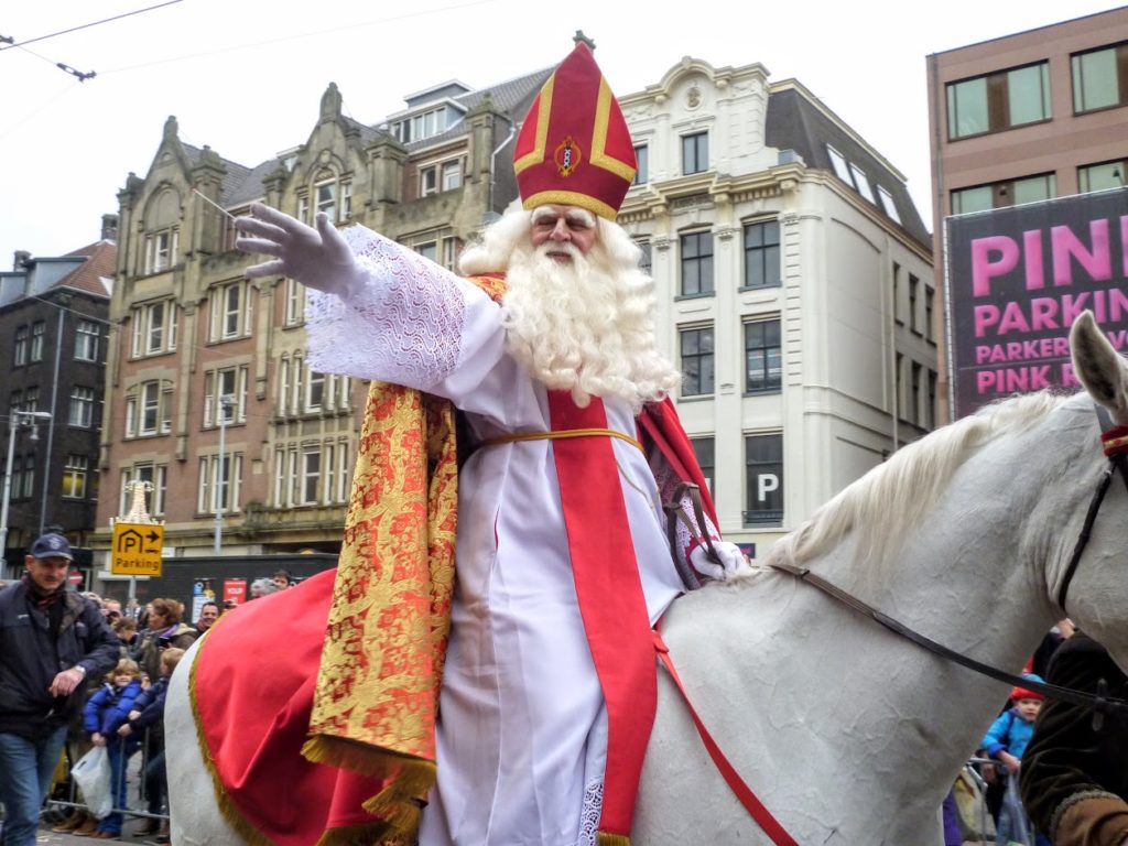 Sinterklaas on a horse in Amsterdam