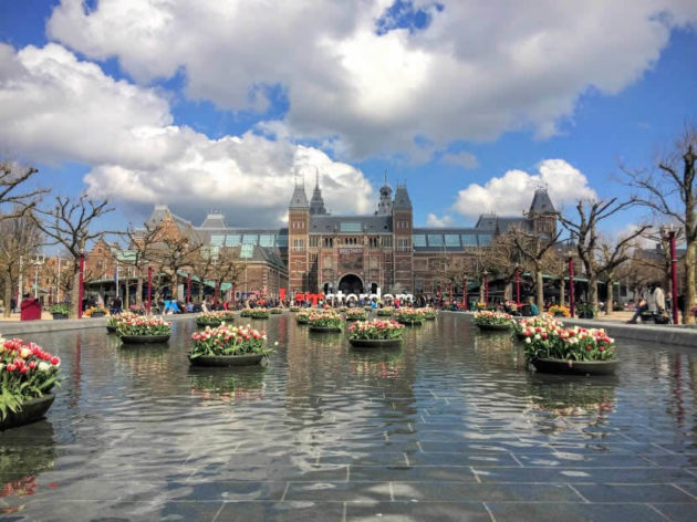 Rijksmuseum south side and view on I amsterdam sign