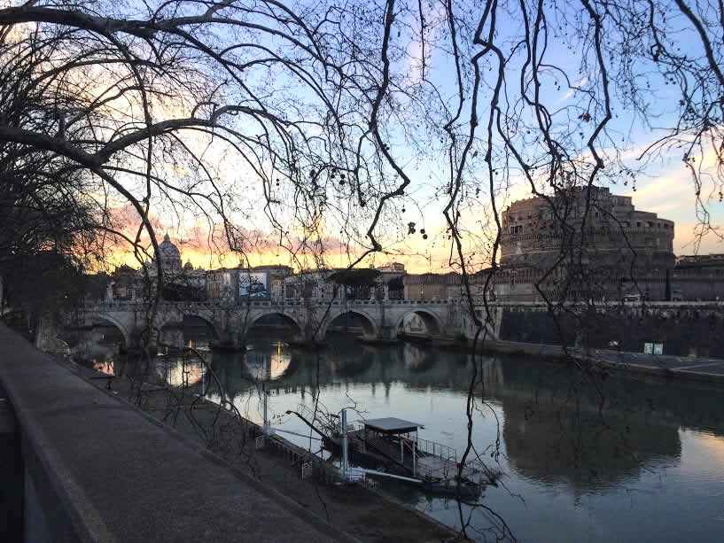 Bridge across river Tiber in Rome