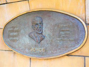 Joyce plaque in a park next to St. Patrick's Cathedral in Dublin