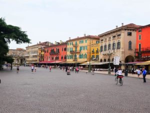 Houses at the main square in verona