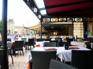 Restaurants at the main square in verona