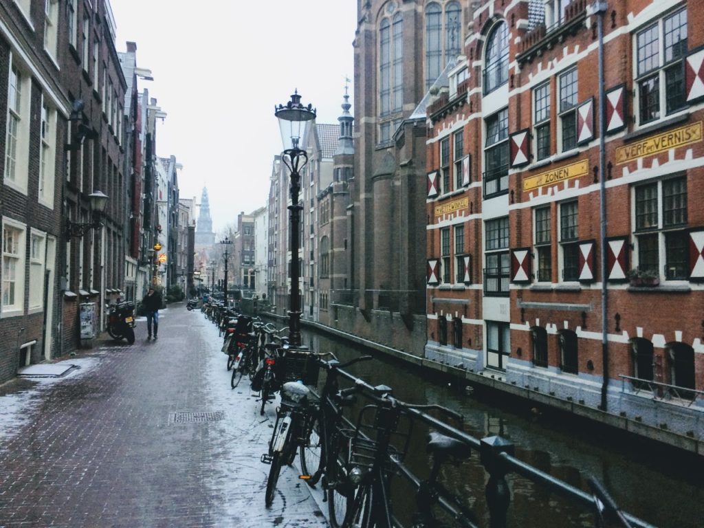 Street of Amsterdam in winter