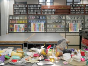 paint and art supply at one of the workshops in Rijksakademie in Amsterdam