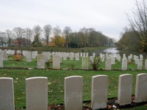 Small First World War cemetery next to the Lille Gate in Ypres