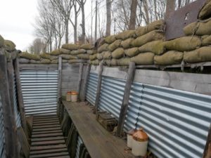 British First World War in Flanders trenches from the world war one