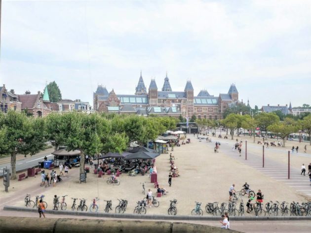 View on Rijksmuseum in Amsterdam over the Museumplein