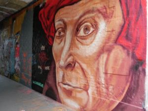 Van Eyck portrait graffiti in Ghent