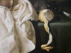Half peeled lemon on a Dutch still life painting from the Rijksmuseum