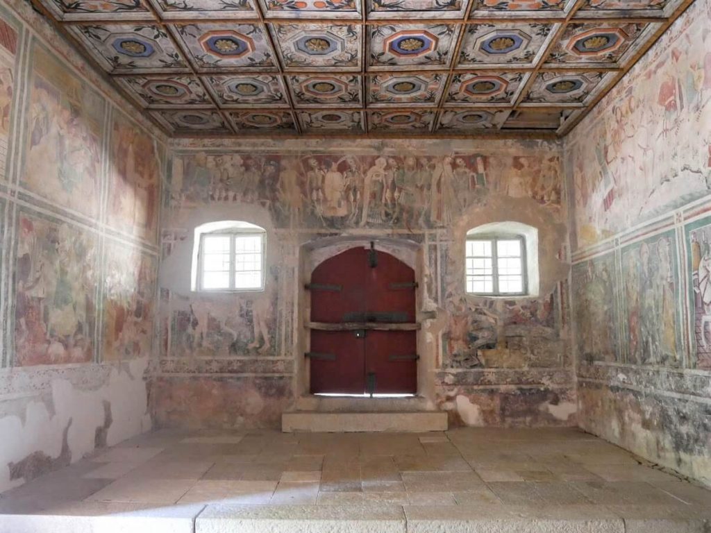 Interior of saint mary church with istrian frescos at beram