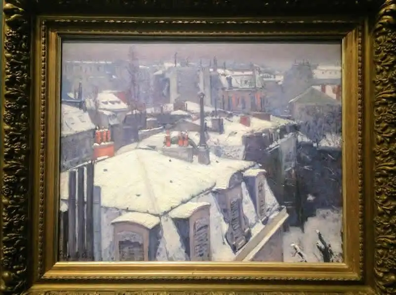 Impressionist painting with Paris covered with snow