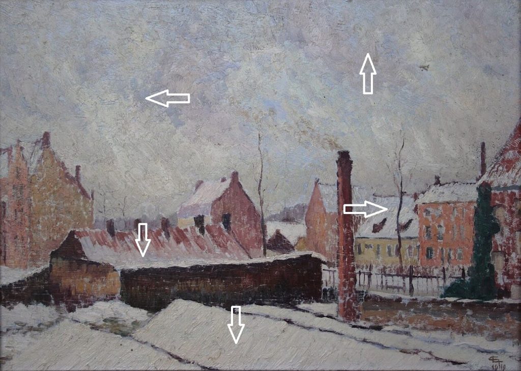 Georges Lebacq Snow at Bruges, details