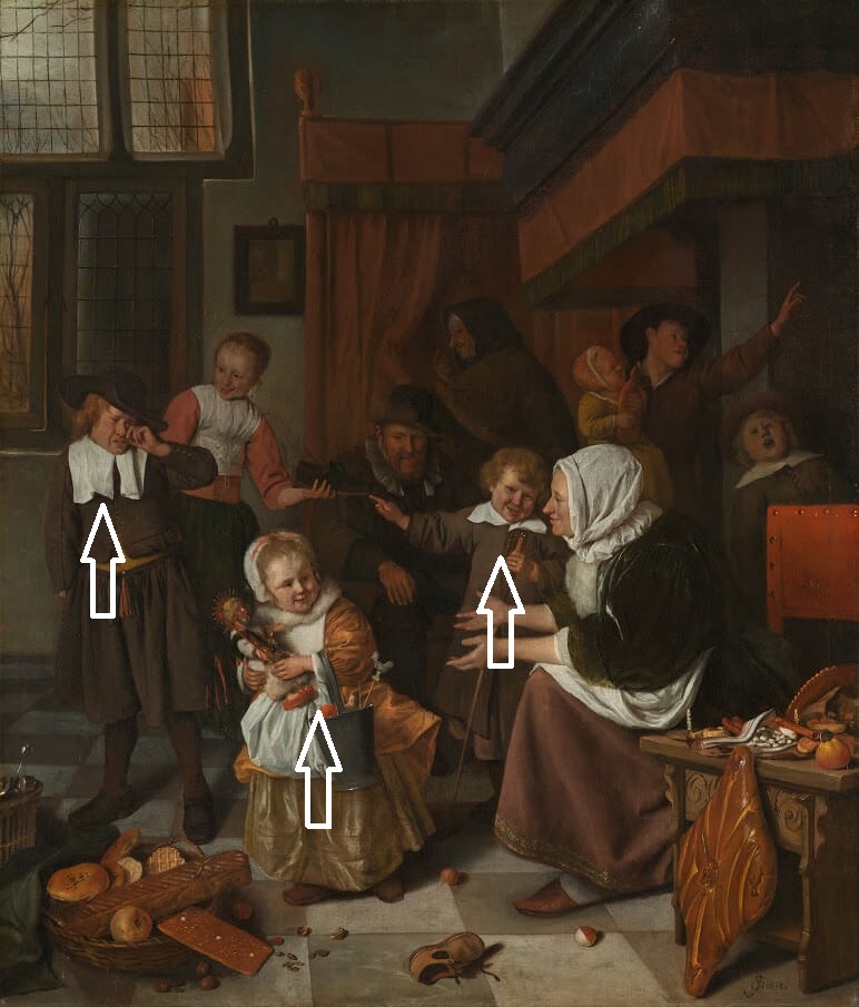 Jan Steen The feast of Saint Nicholas children details