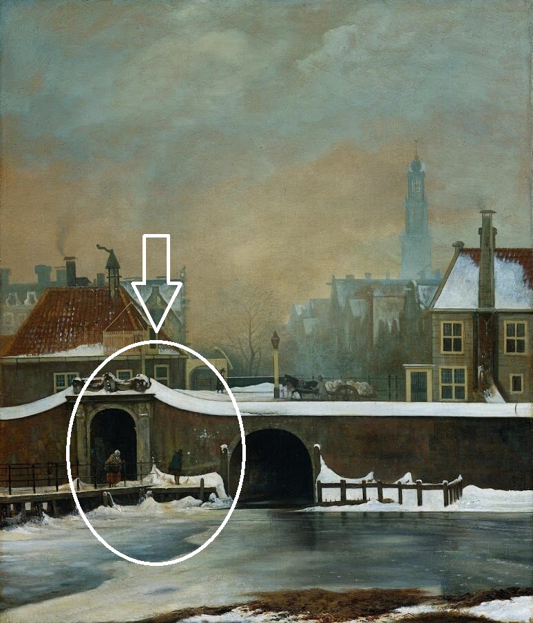 Wouter Johannes van Troostwijk, The Raampoortje in Amsterdam, urinating man detail