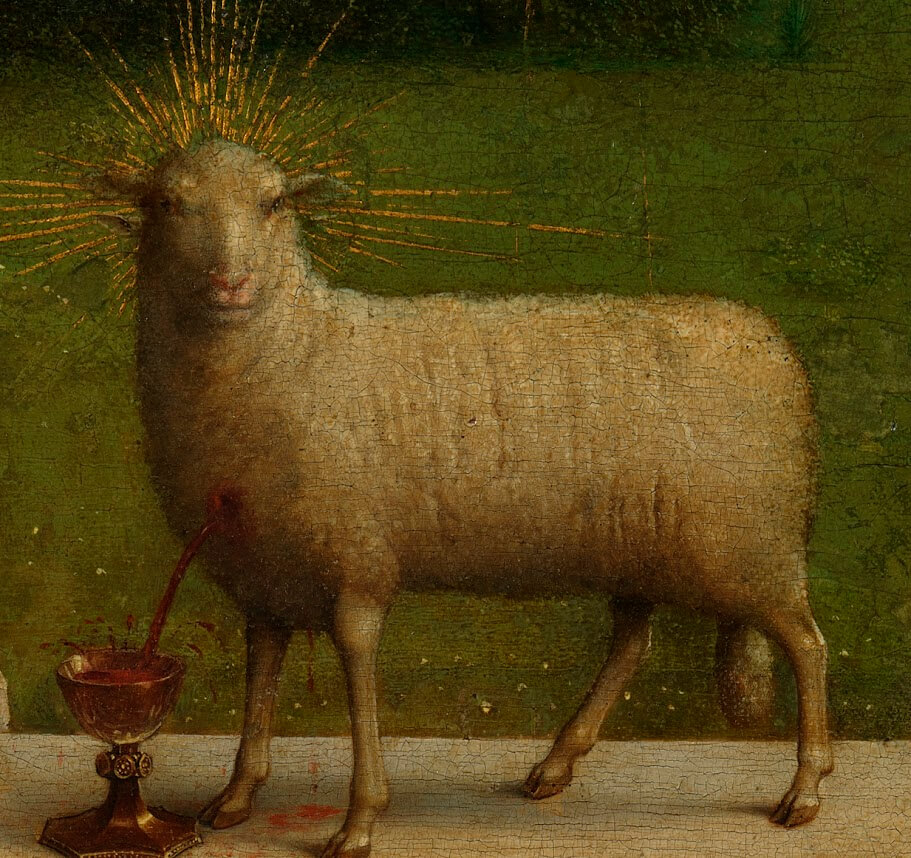 Ghent altarpiece lamb before restoration