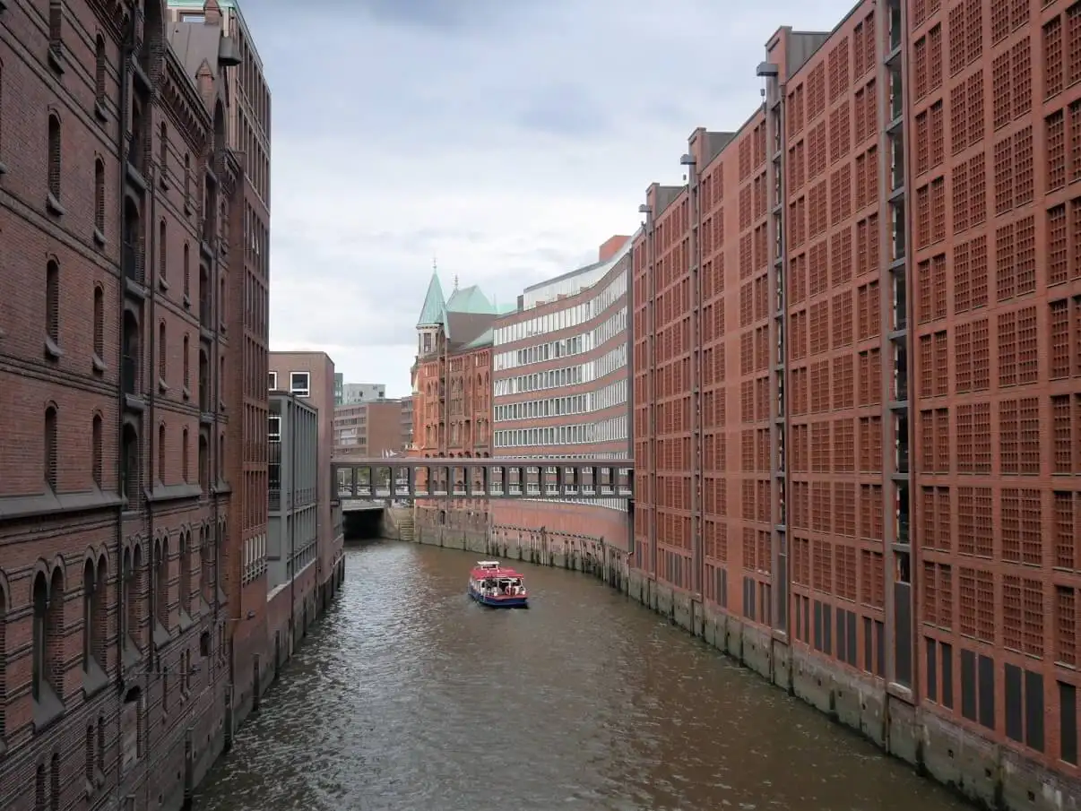 Hamburg canal and industrial architecture in Hamburg