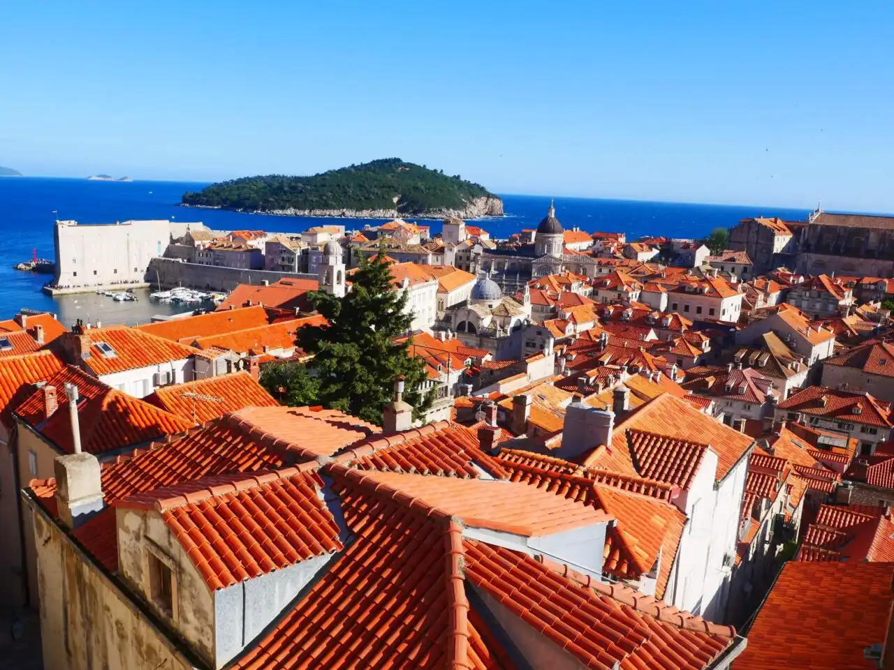 Lokrum from the city walls in Dubrovnik