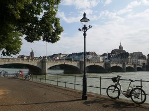 Bank of the Rhine River in basel