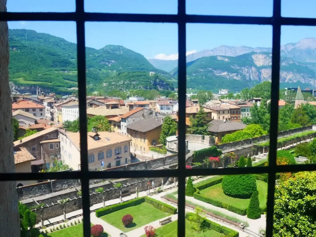 View at the Trento through an old window