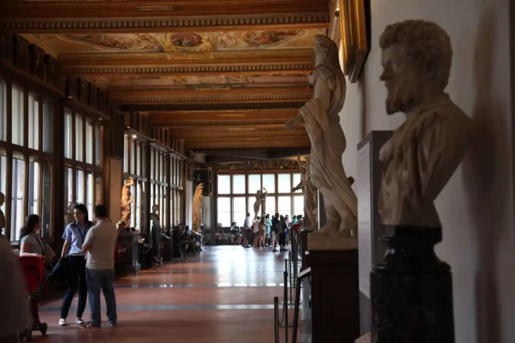 People at the Uffizi Gallery in Florence