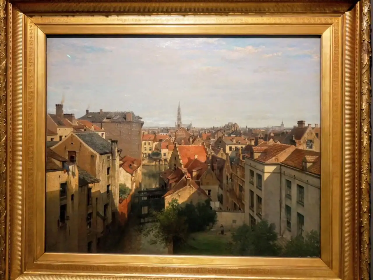 Painting view of Brussels from the Royal Museum of Fine Arts of Belgium in Brussels