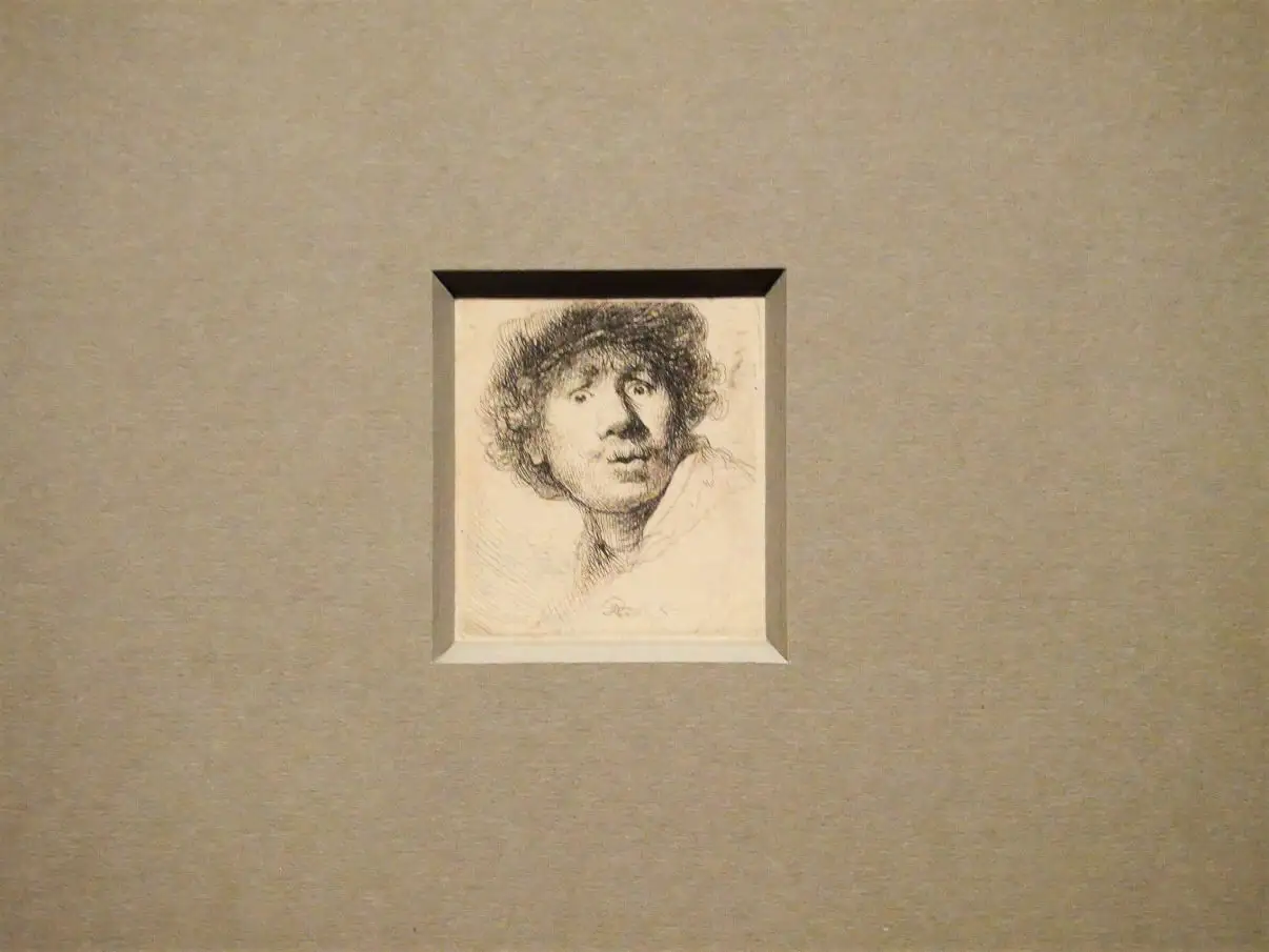 Rembrandt self-portrait etching