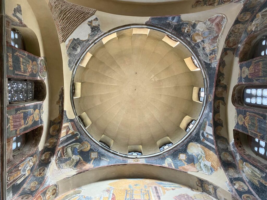 Interior of the dome in Studenica Monastery in Serbia