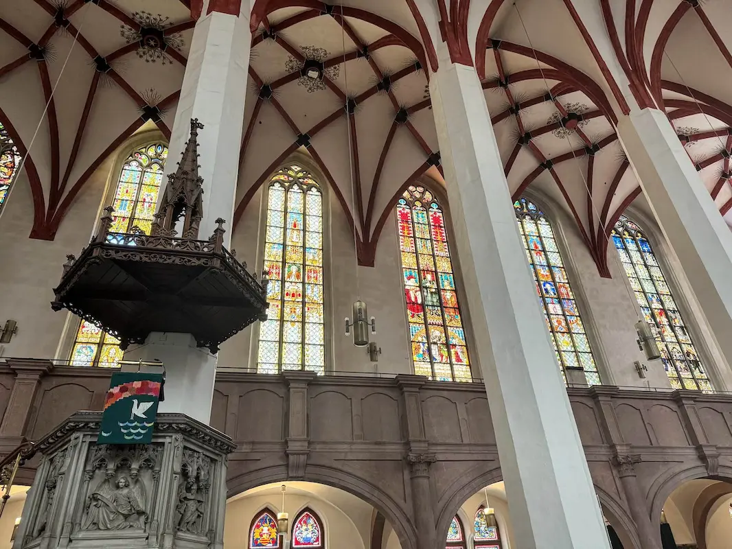 Stained glass windows at St. Thomas Church in Leipzig