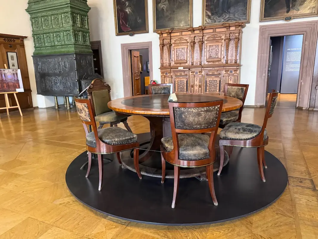 Table where Bach signed his employment document in Leipzig